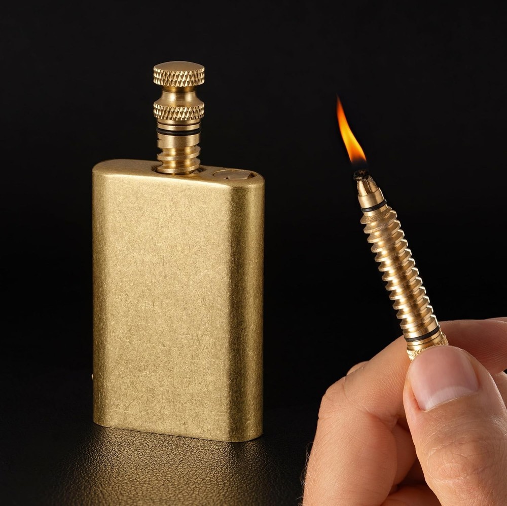 Throne Permanent Match Lighter Refillable – Cool Vintage Trench, Pipe Brass