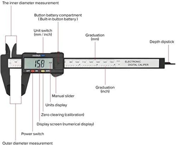 Digital Calipers,Electronic Digital Calipers, LCD Screen displays 0-6"Caliper...