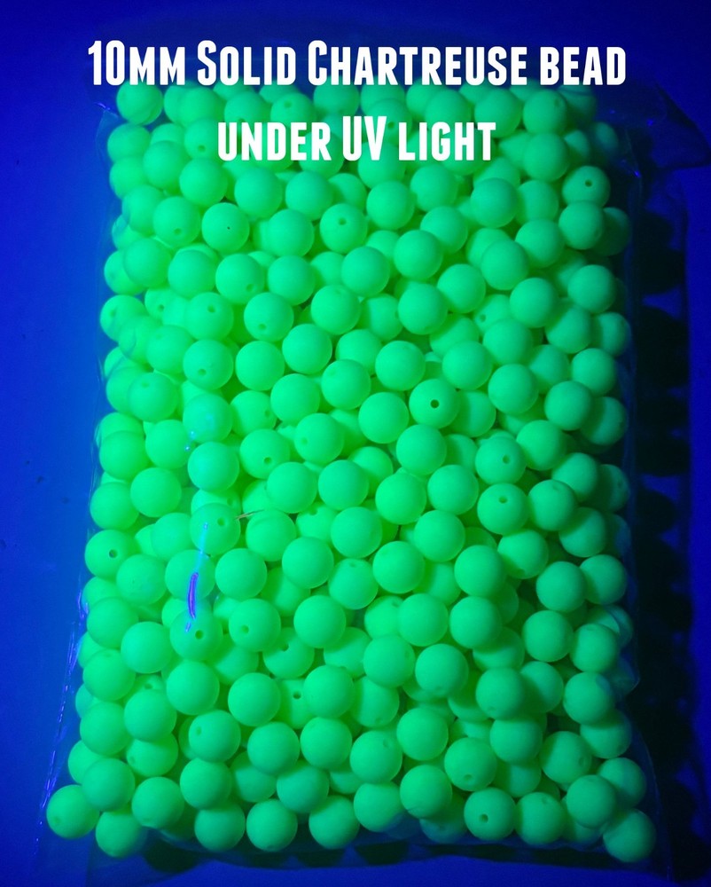 Pkg of 500 each Solid Chartreuse UV 10mm Plastic Round Beads