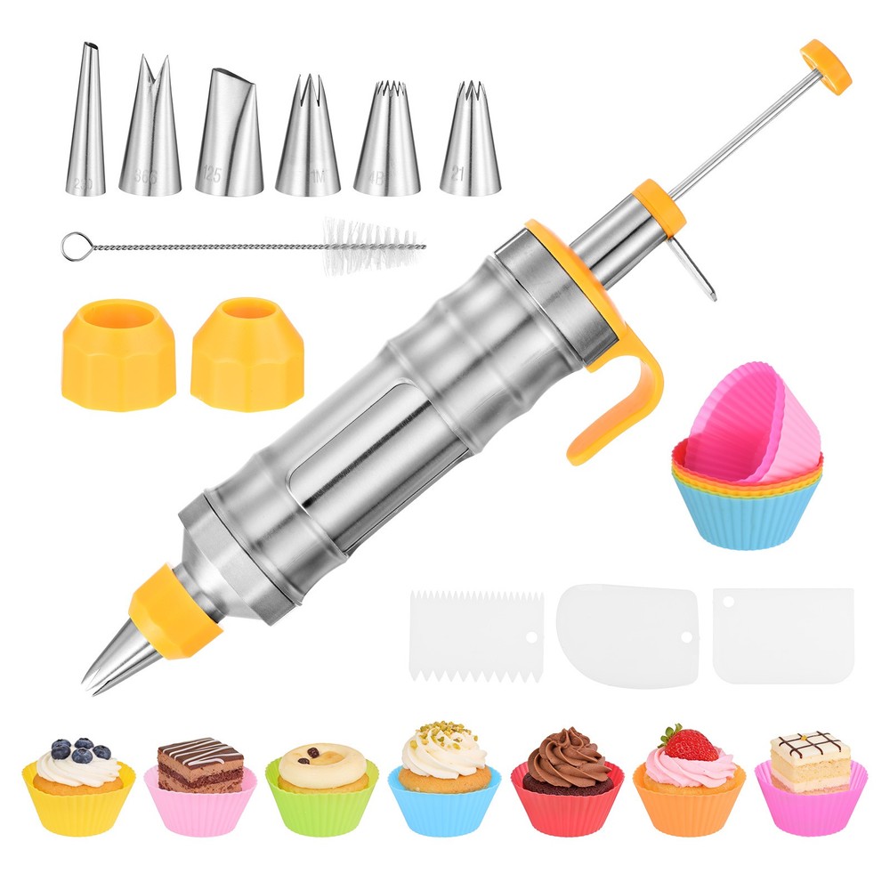 Dessert Decorating Set with Piping Tips/Cupcakes/Brush for Baking, Yellow