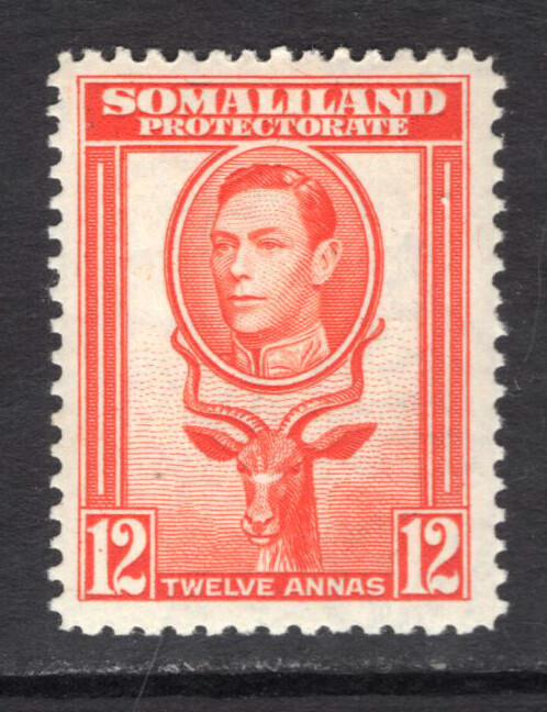 M19763 Somaliland Protectorate 1938 SG100 - 12a red orange