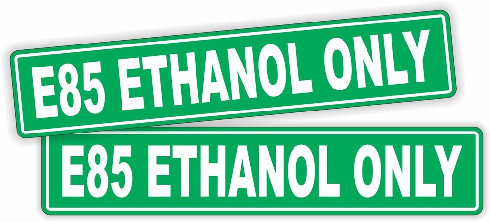 pair - E85 ETHANOL ONLY  Vinyl Stickers Decals Set Gasoline Gas E-85 Fuel