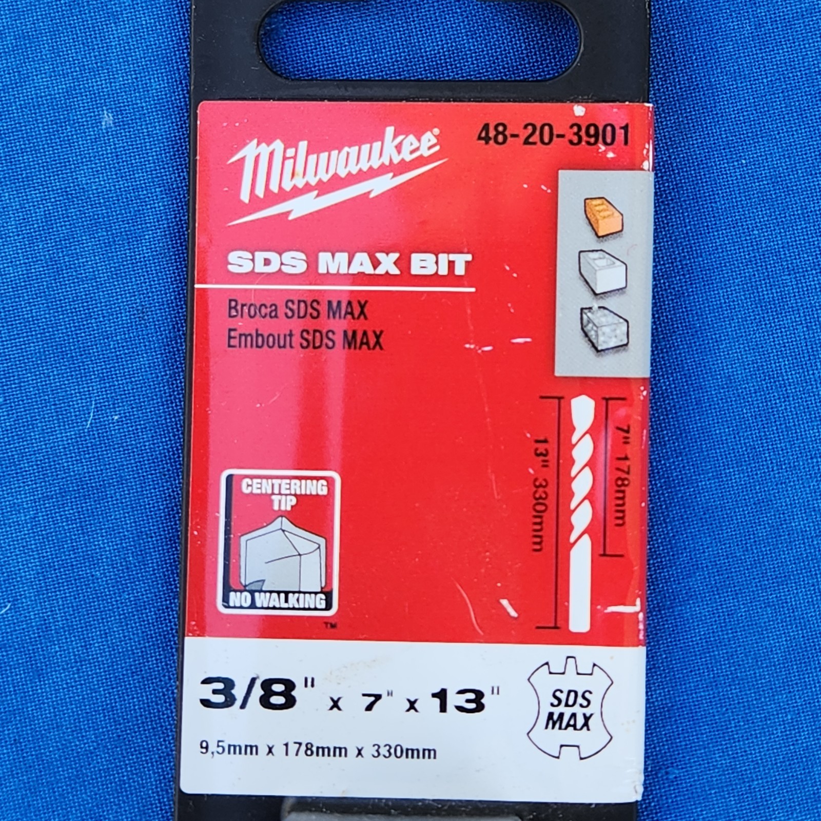 Lot of 2 Milwaukee 48-20-3901 SDS-Max 3/8in x 7in x 13in 2-Cutter Bit - new
