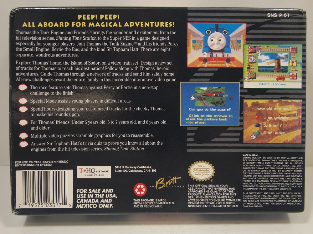 Thomas The Tank Engine & Friends (Super Nintendo | SNES) Authentic BOX ONLY