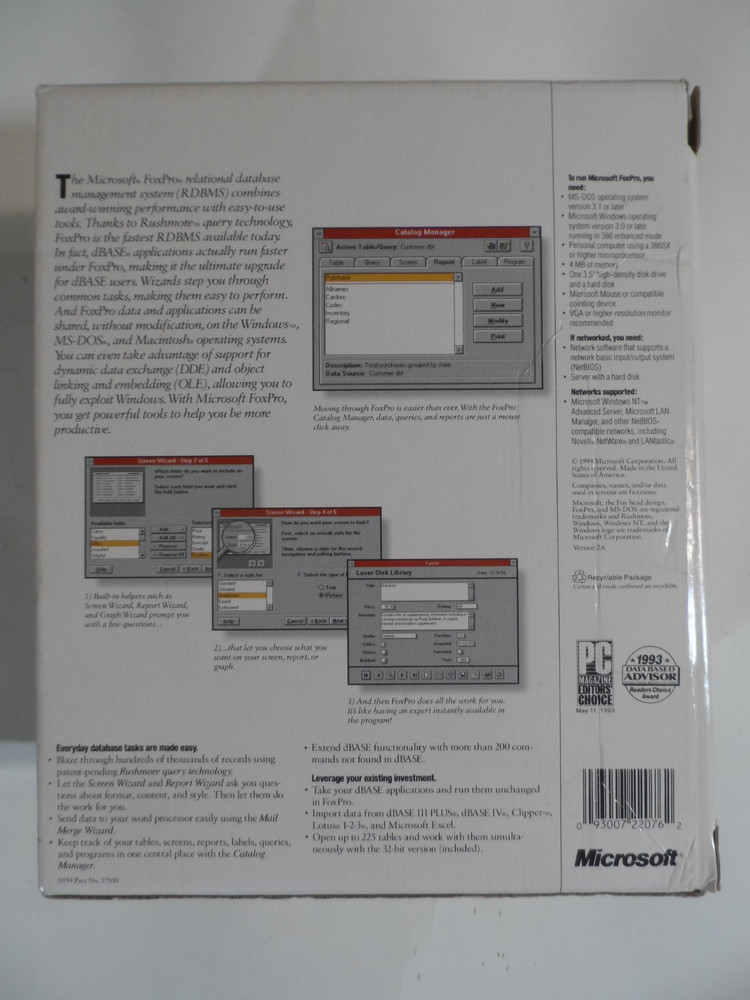 OPENED/SEALED CONTENTS - Microsoft FoxPro Database Management Ver. 2.6