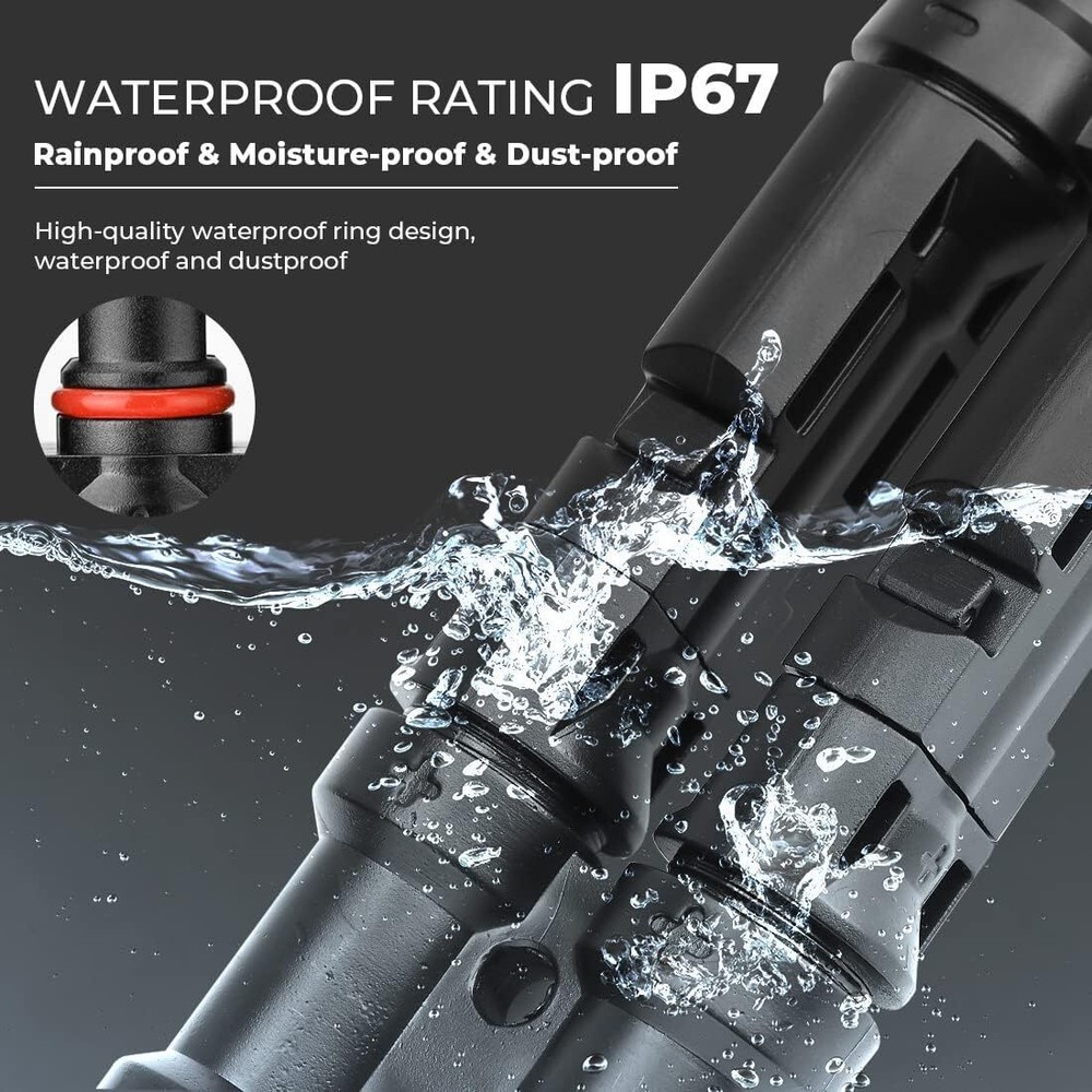 1 Pair T Branch Connectors Solar Panel Connector MMF+FFM for Parallel Connection