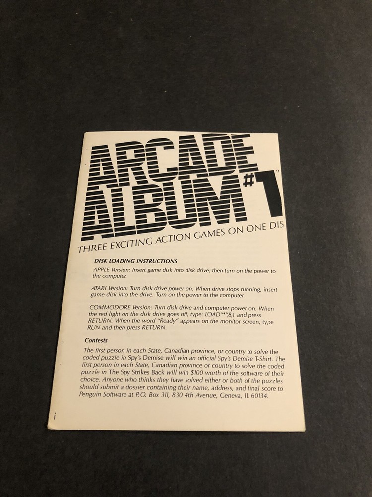 Arcade album atari apple commodore manual only