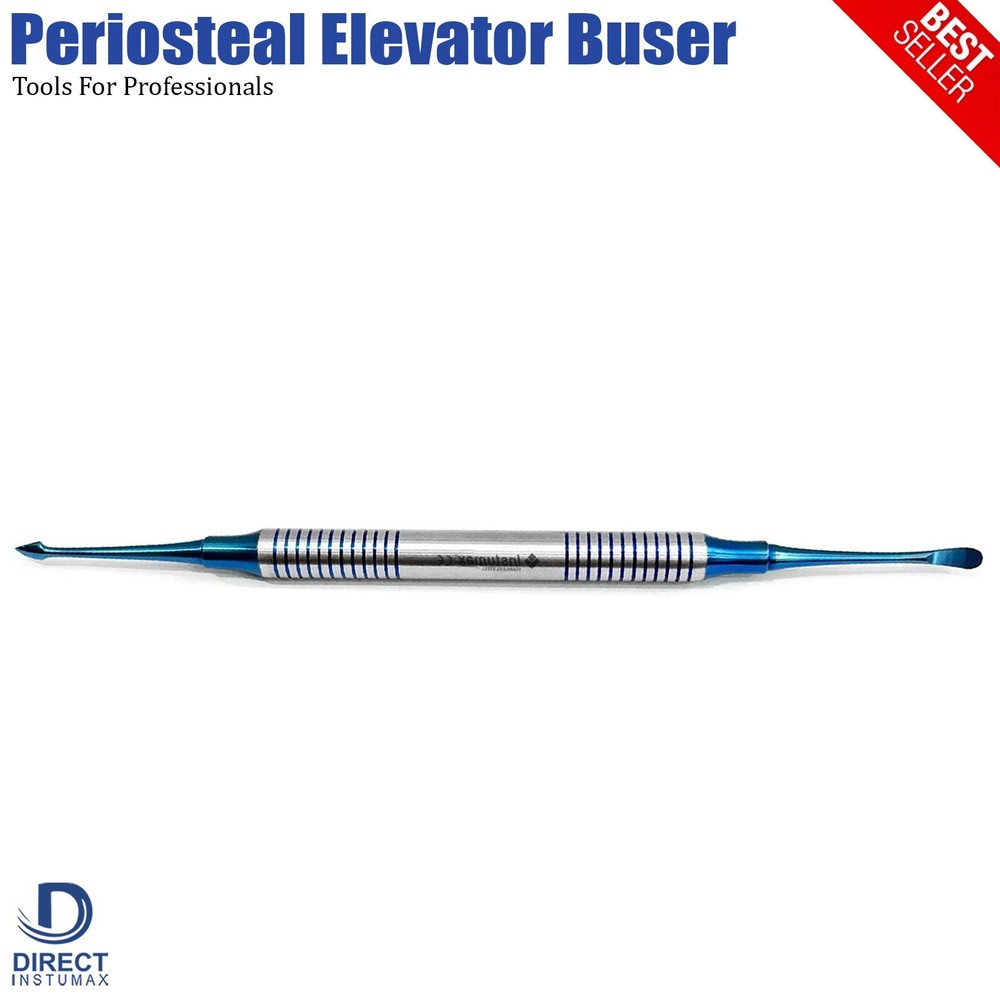 Dental Periosteal Elevator Buser Blue Titanium Coated Double Ended 2Pcs