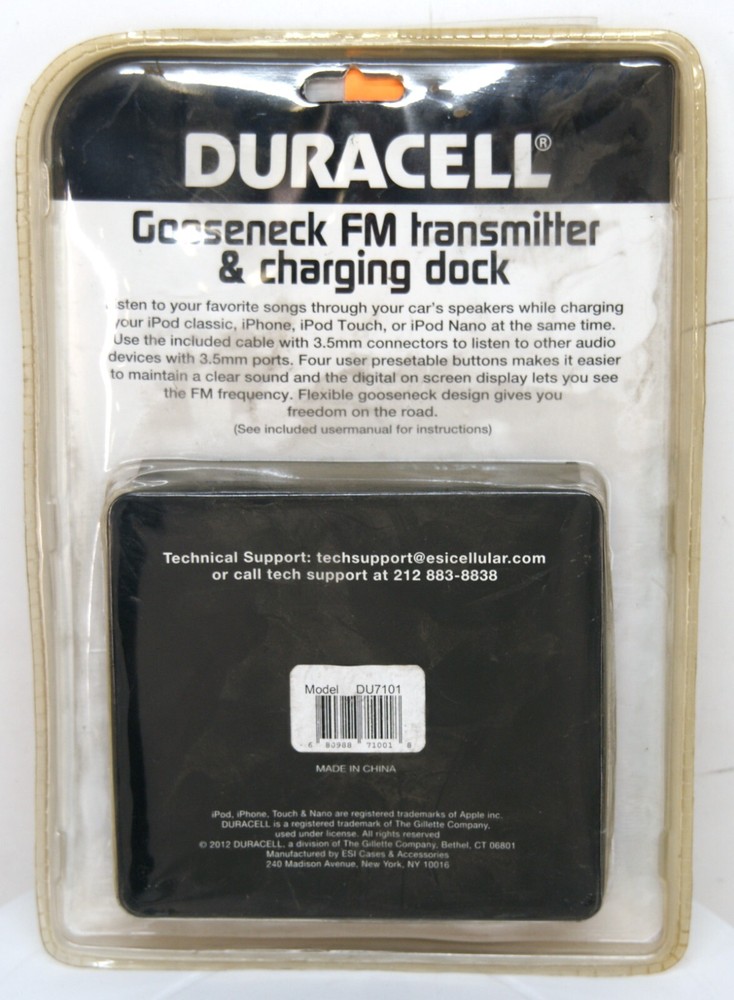 DU1815 Duracell Gooseneck FM Transmitter & Charging Dock 7436