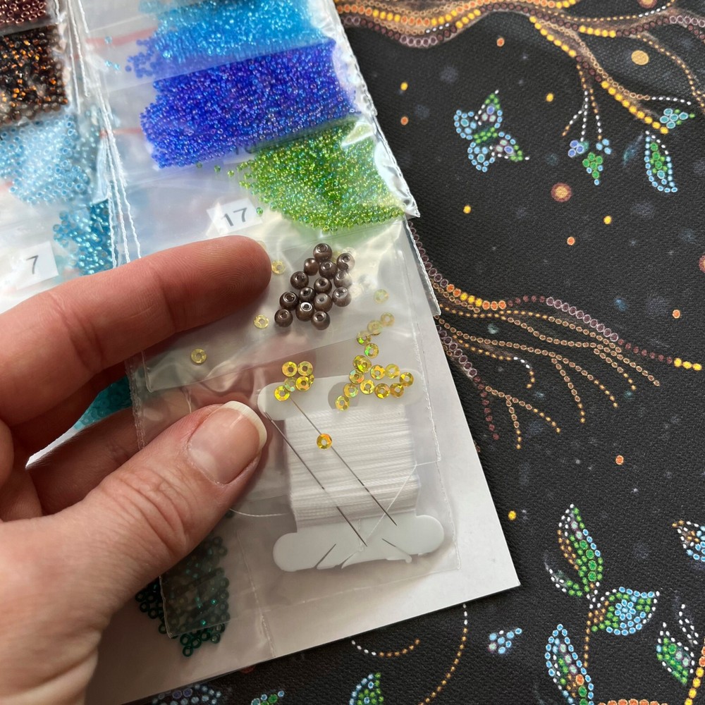 Bead Embroidery Kit, DIY Needlepoint, World Tree, Beadwork WISH TREE
