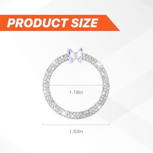 2PCS Car Engine Push Start Button Cover Decoration Ring, Sparkling White