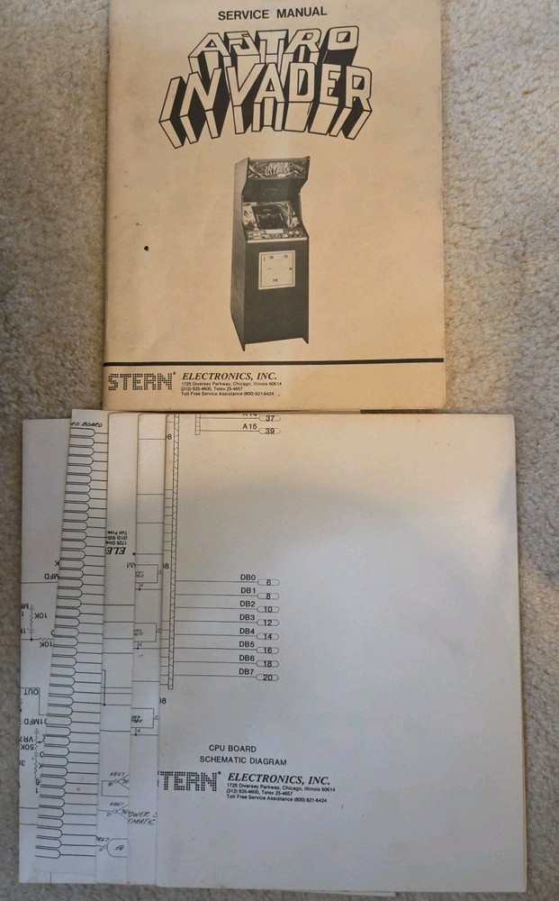 Stern Astro Invader Arcade Game Manual and Schematic Package