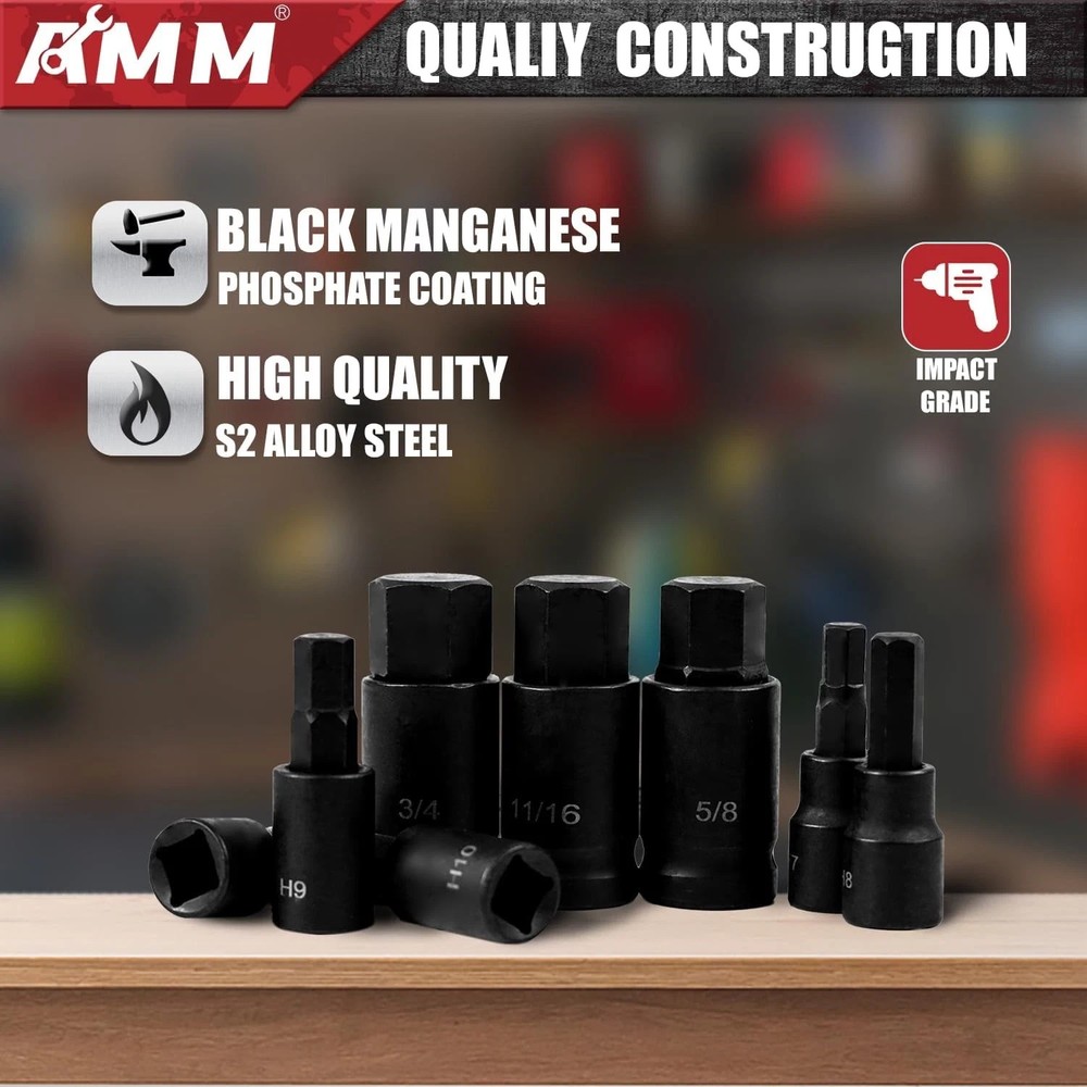 AMM 107PCS Allen and Torx bit socket set, 1/4", 107PC Bit Socket Set, Black