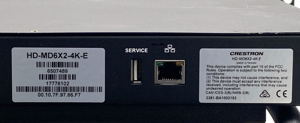 CRESTRON HD-MD6X2-4K-E HDMI 6-INPUT SIGNAL SWITCHER