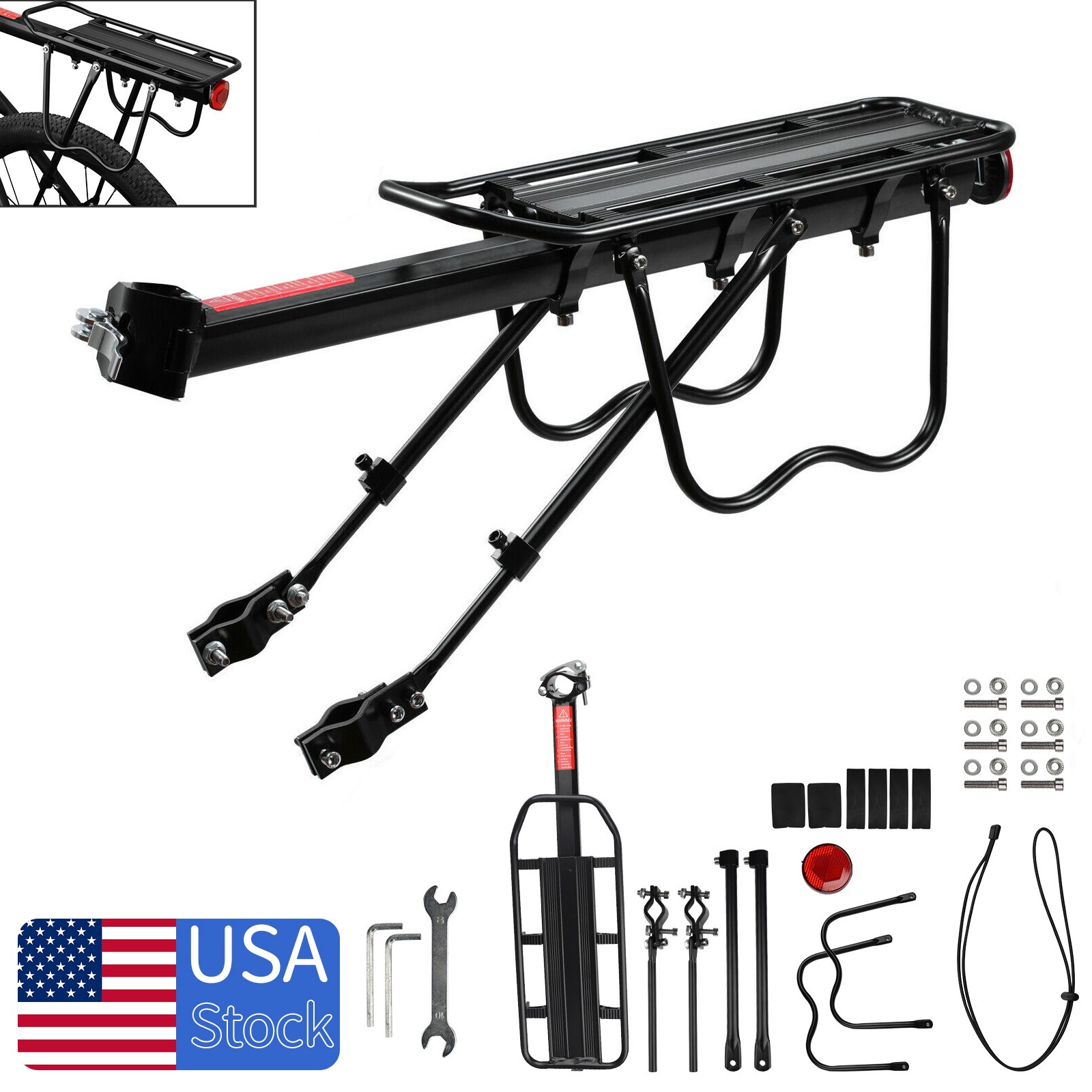 Rear Bike Rack Bicycle Cargo Rack Luggage Carrier Holder Seat Frame Pannier Rack