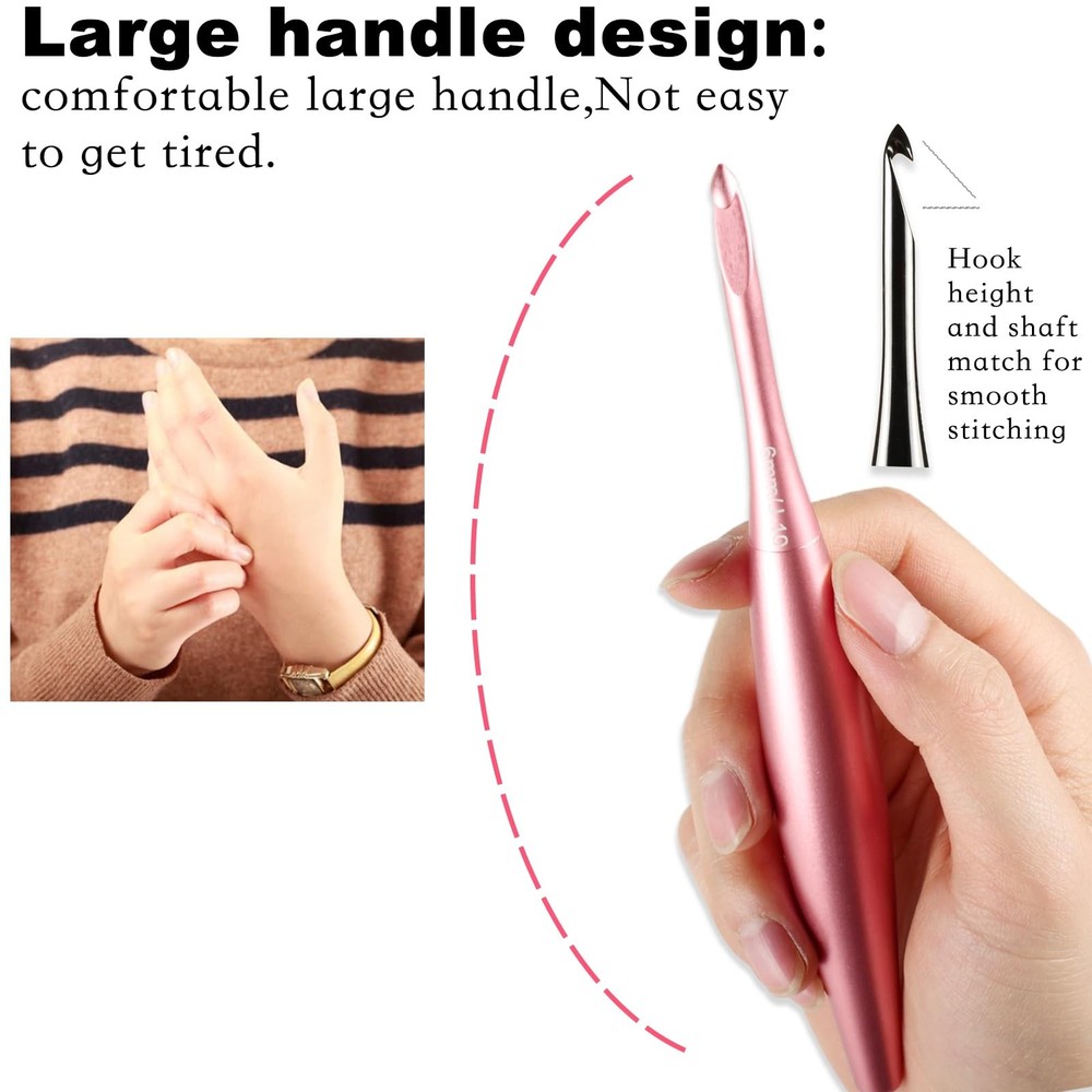 Interchangeable Crochet Hook Set with 12 Hooks – Ergonomic Crochet Hooks Larg...
