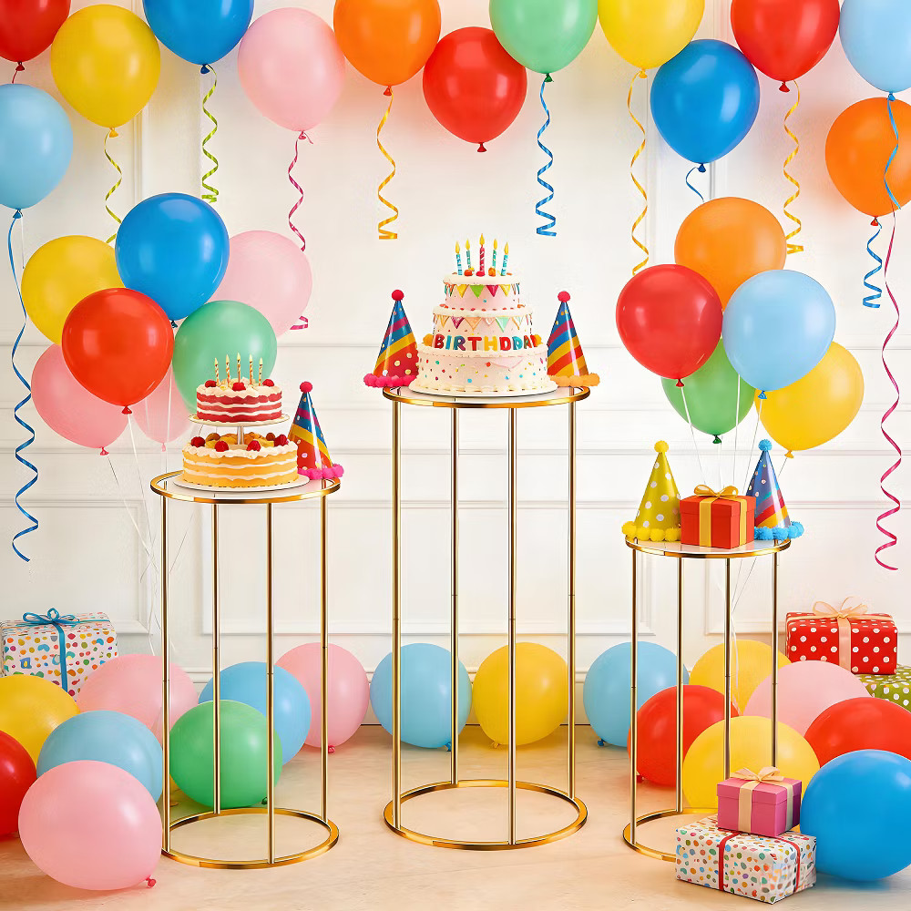 3-Piece Cylinder Pedestal Stand Set - Tiered Acrylic Cake & Dessert Display