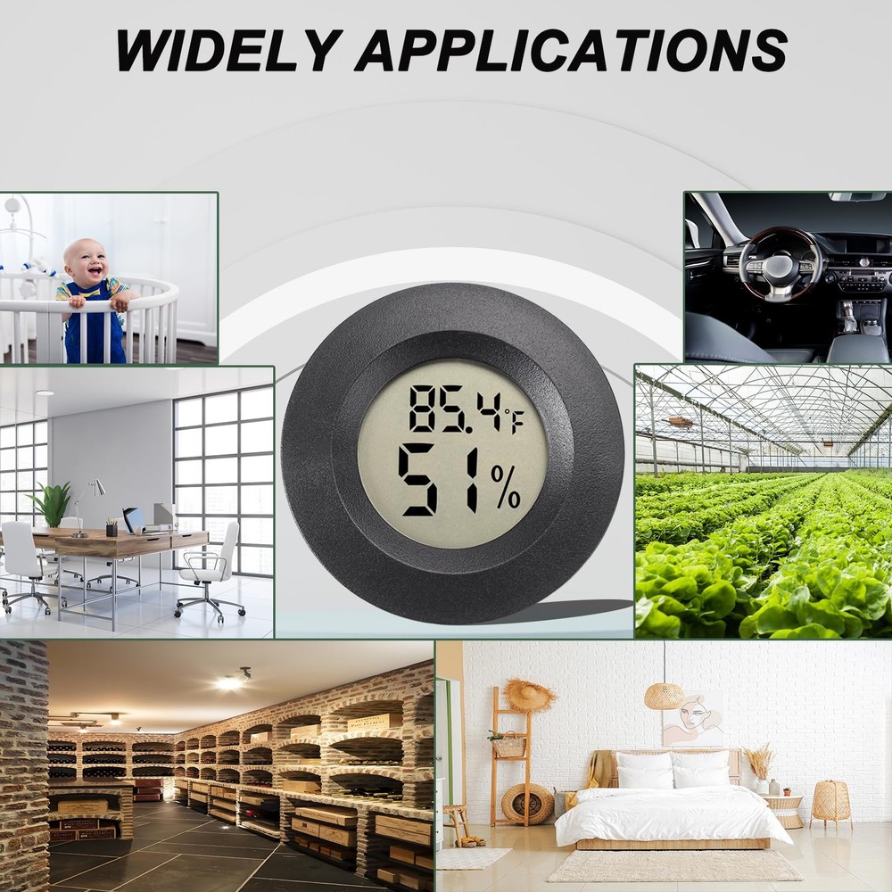 Mini Hygrometer Digital Thermometer Humidity Meter 2 Pack Black