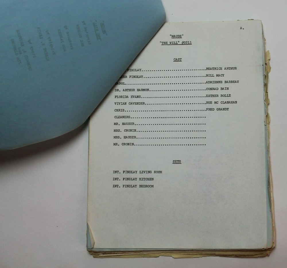 MAUDE / Albert E. Lewin, 1973 TV Script "The Will" argument over writing wills