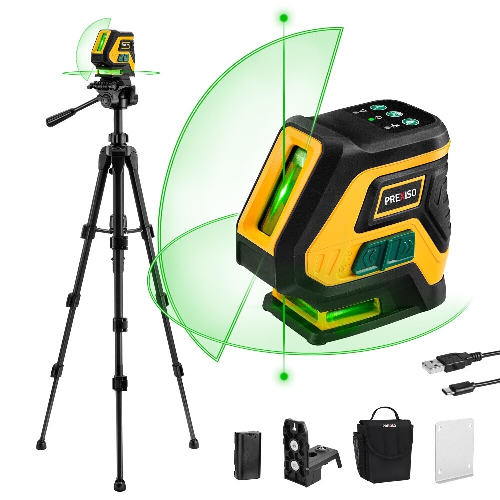 PREXISO Laser Level with Tripod & 2 Plumb Dots 100 Ft for Construction Ceiling