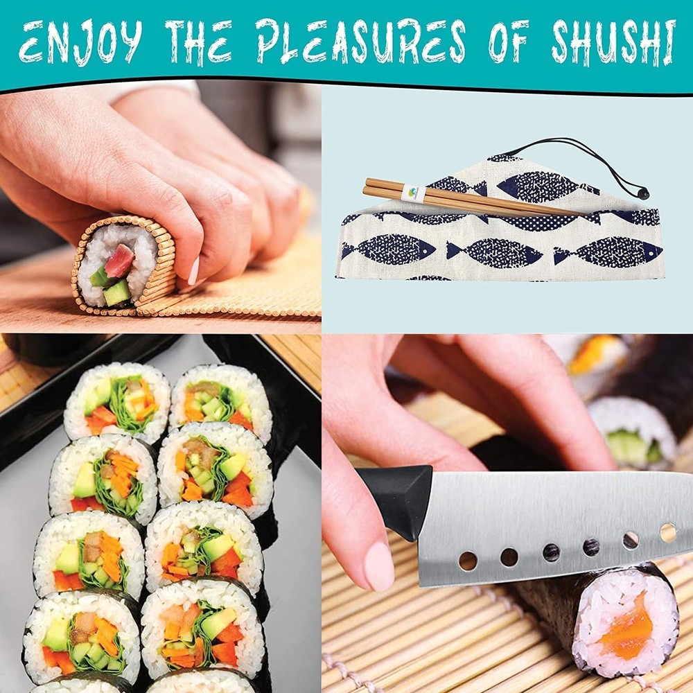 Sushi Making Kit, 22 in 1 Roller Maker Kit with Medium, Green
