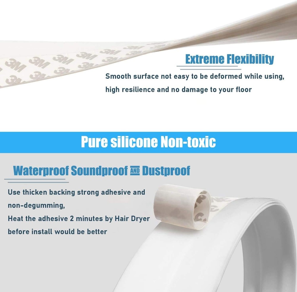 Under Door Draft Stopper, 39" Seal for 2 Pack, White