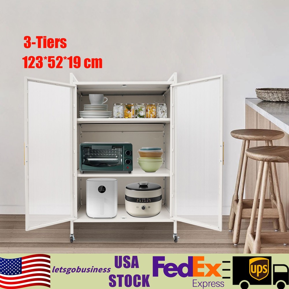 4-tier Storage Cabinet With Universal Wheels Freestanding shelves Organizer