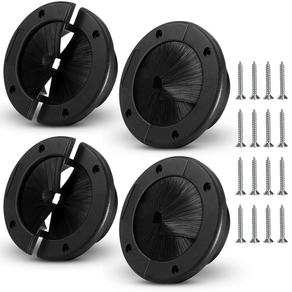 Threlaco 4 Pack 4" Round Brush Grommet Large Split Raised Floor...