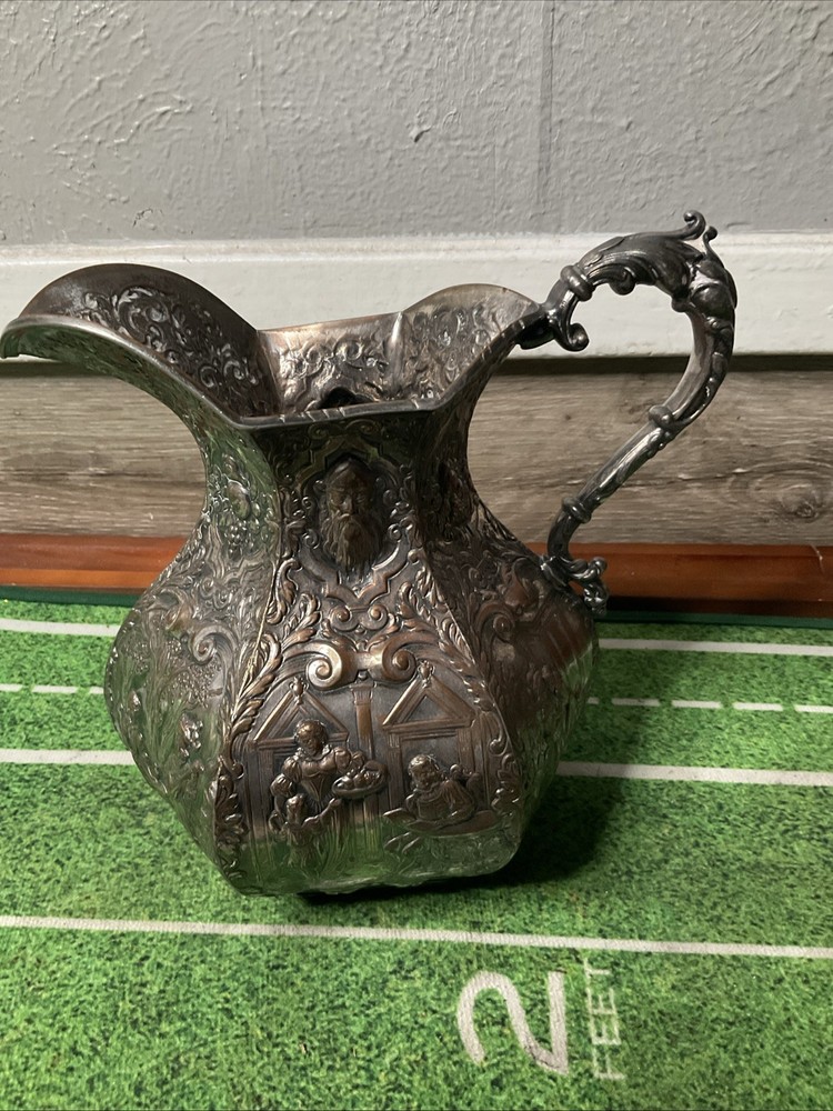 SILVERPLATE on Copper PITCHER Dutch Colonial