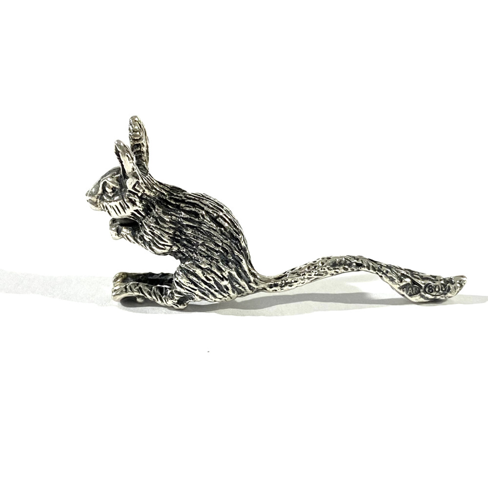 vintage solid silver squirrel miniature , hallmarked italian figurine