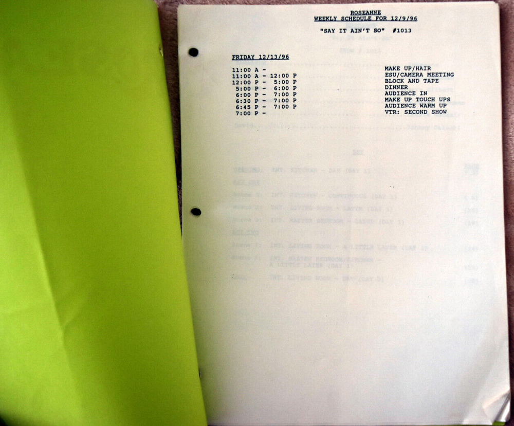 1996 Original Roseanne (Say it Ain't So) Revised Final Mimeo Draft Script