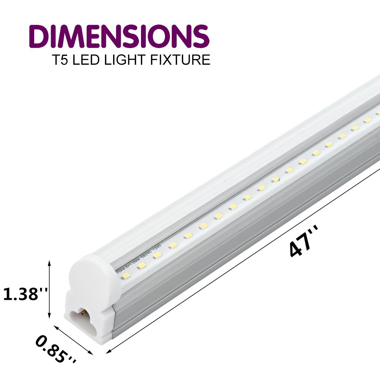 6 Pack LED T5 Integrated Single Fixture 4FT 20W LED Shop Ceiling Lights Clear