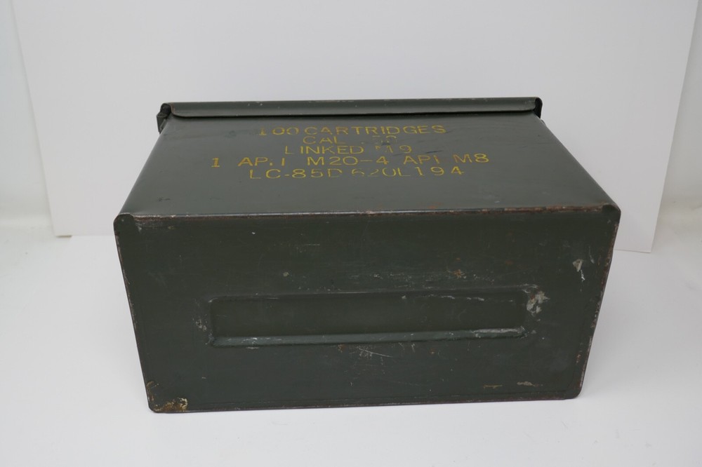 Metal Military Ammo Box Empty Storage Container ~ CAL .50 Linked M9