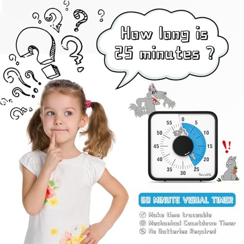 SECURA 60-MINUTE VISUAL COUNTDOWN TIMER 7.5 OVERSIZE CLASSROOM T764 - BLUE