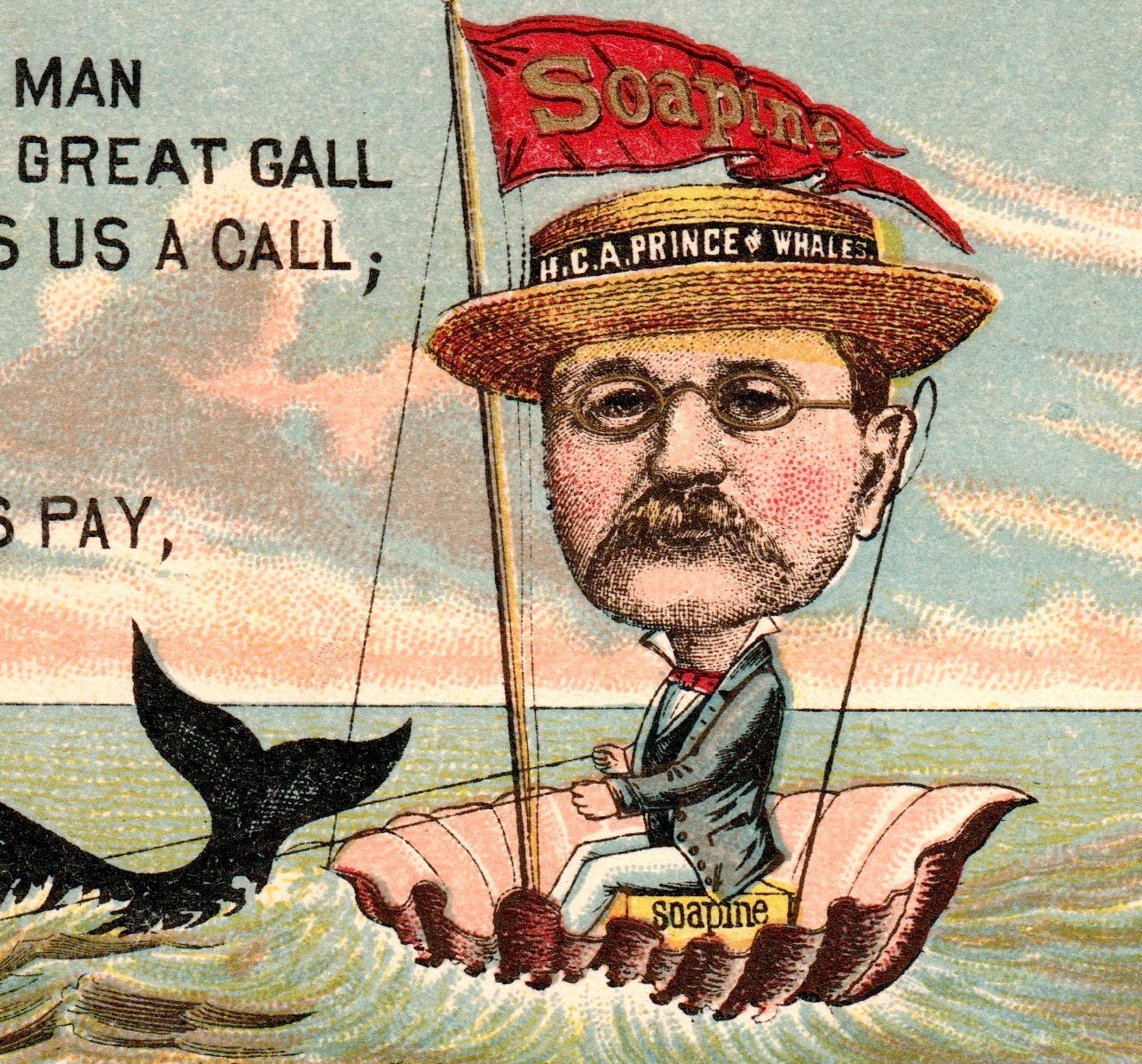President Teddy Roosevelt as Prince of Whales 1800s Soapine Soap Trade Card j.US