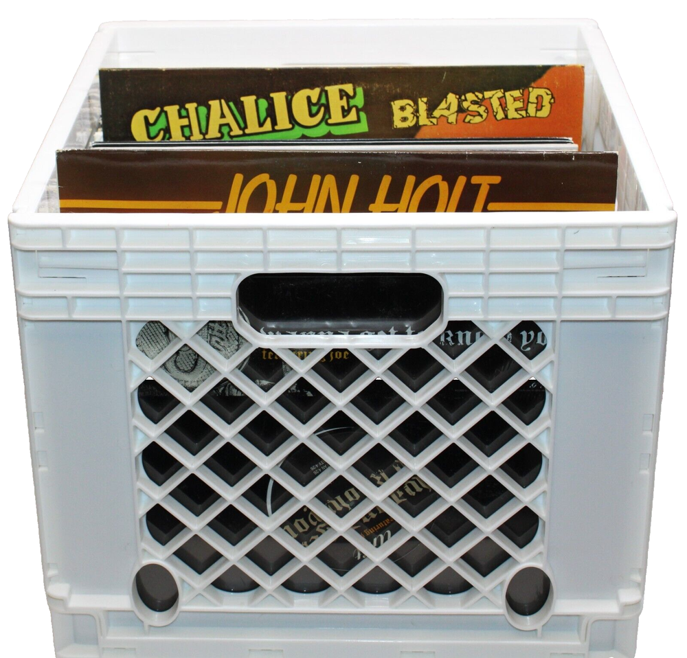 12"/LP Vinyl Record White Plastic Case Foldable-Road/Storage Stackable(80 vinyl)