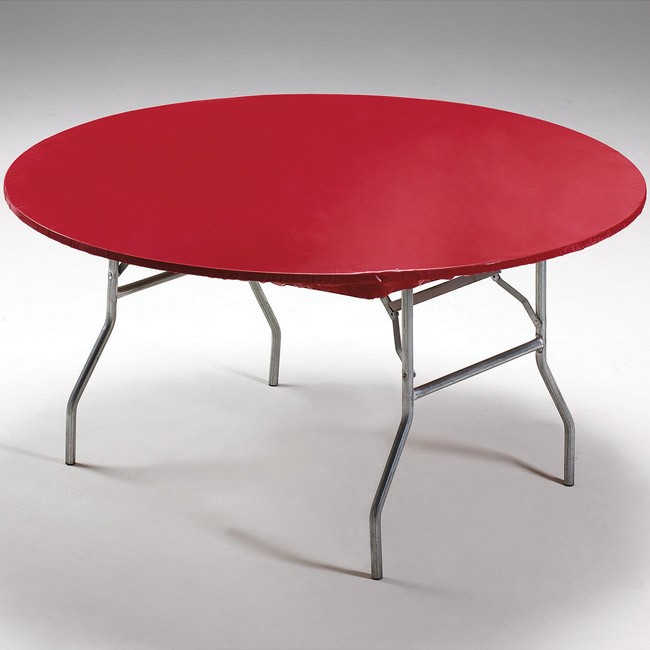 Red Round Stay Put Elastic Fitted Plastic Tablecloth 60" Tablecloth Tableware