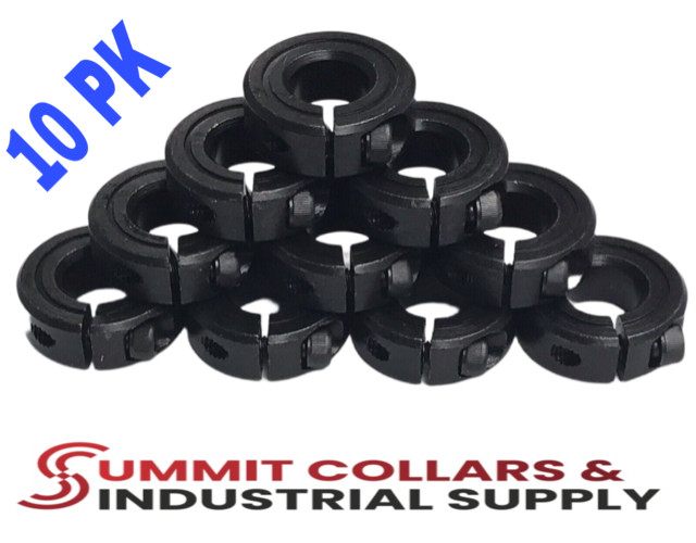 1/2” Inch (10 PCS) Single Split Shaft Stop Collar - Black Oxide Finish