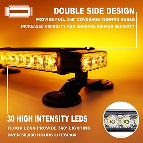 Wireless Remote Control 14.5'' LED Rooftop Double Side Emergency Hazard Strobe
