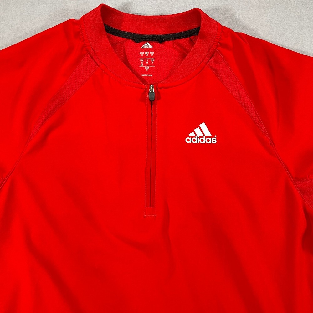 Adidas Golf Windbreaker Vented 1/4 Zip Pullover Mens S Red Adjustable