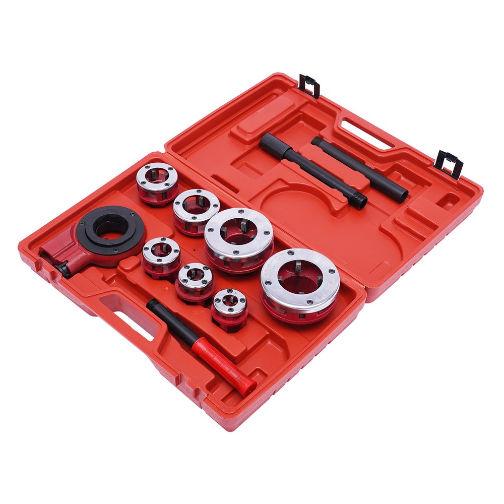 BSPT Pipe Threader 3/8" to 2" Dies Set Threading Tool Ratchet w/ Handle 7-Sizes