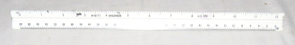 Three-sided One-foot Triangular Ruler Helix #18171 ENGINEER U.S. STD