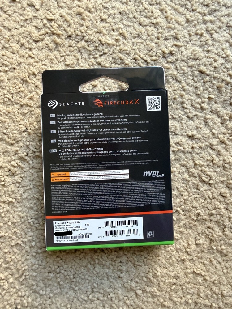 Seagate FireCuda 1TB X1070 Internal Solid State Drive SSD - M.2 PCIe Gen4