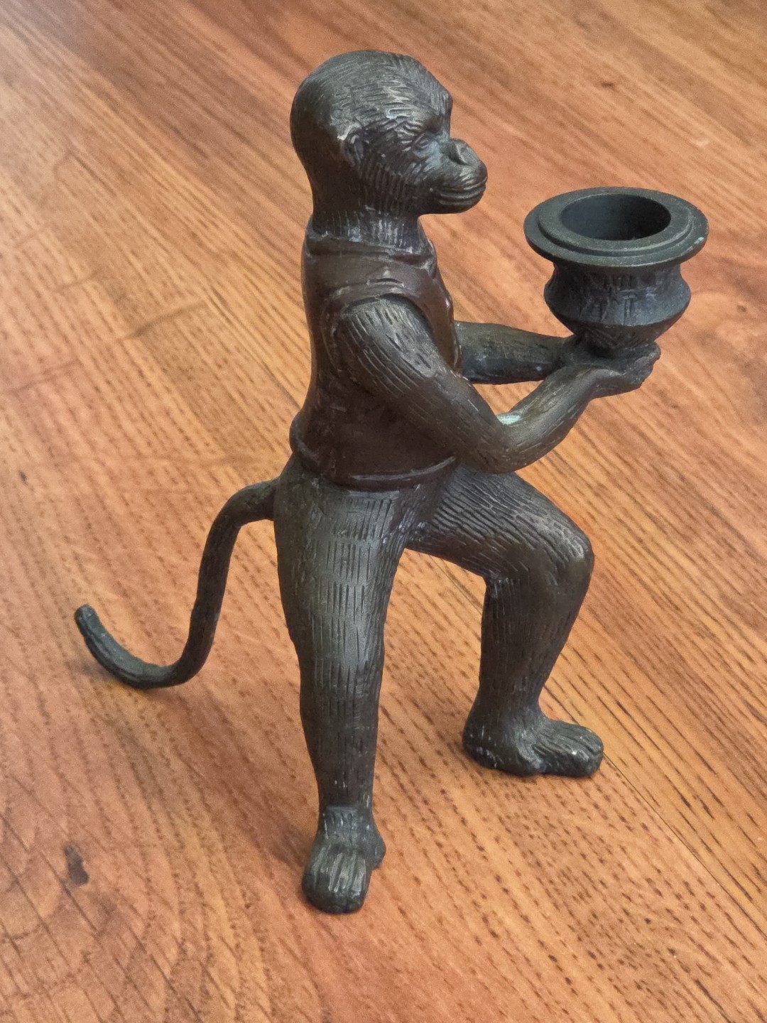 Antique Vienna Bronze Monkey Sculpture with Candle Holder 6.5" #2
