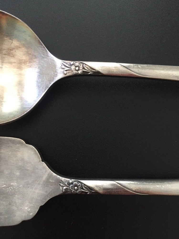 Oneida Community Evening Star 1950 Silverplate Cold Meat Serving Fork & Spoon