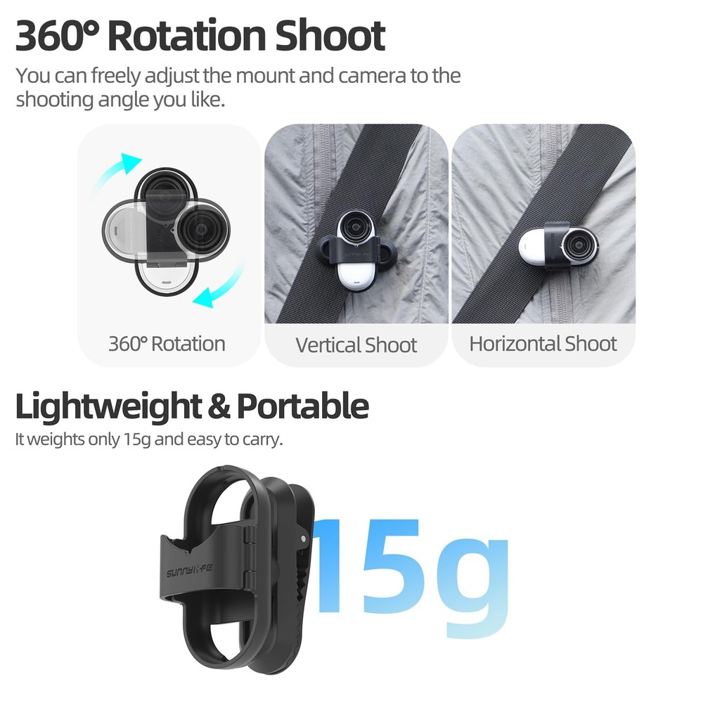 Camera Backpack Clip for Insta360 Go 3S 360 Rotation Quick Release Mount Hat