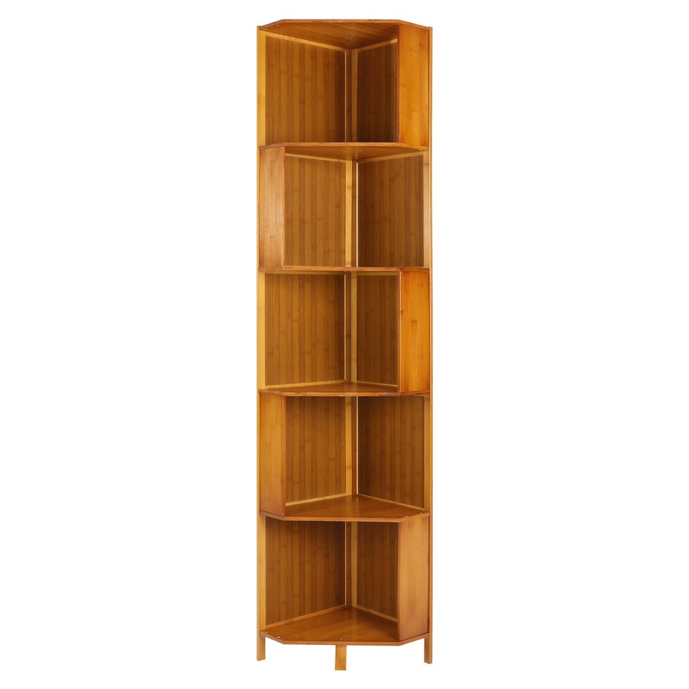 Rotating Bookshelf A-Shape Corner Bookcase Storage Freestanding Display Rack