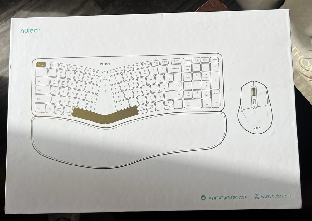 Nulea KM75 Ergonomic Wireless Keyboard and Mouse Combo –White