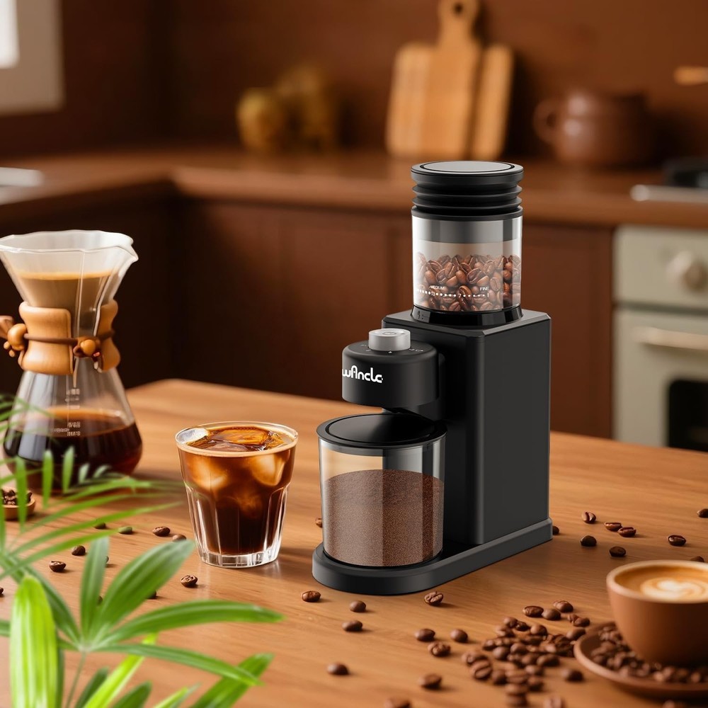 Conical Burr Coffee Grinder Electric - 200W Compact Automatic Coffee Bean Grinde