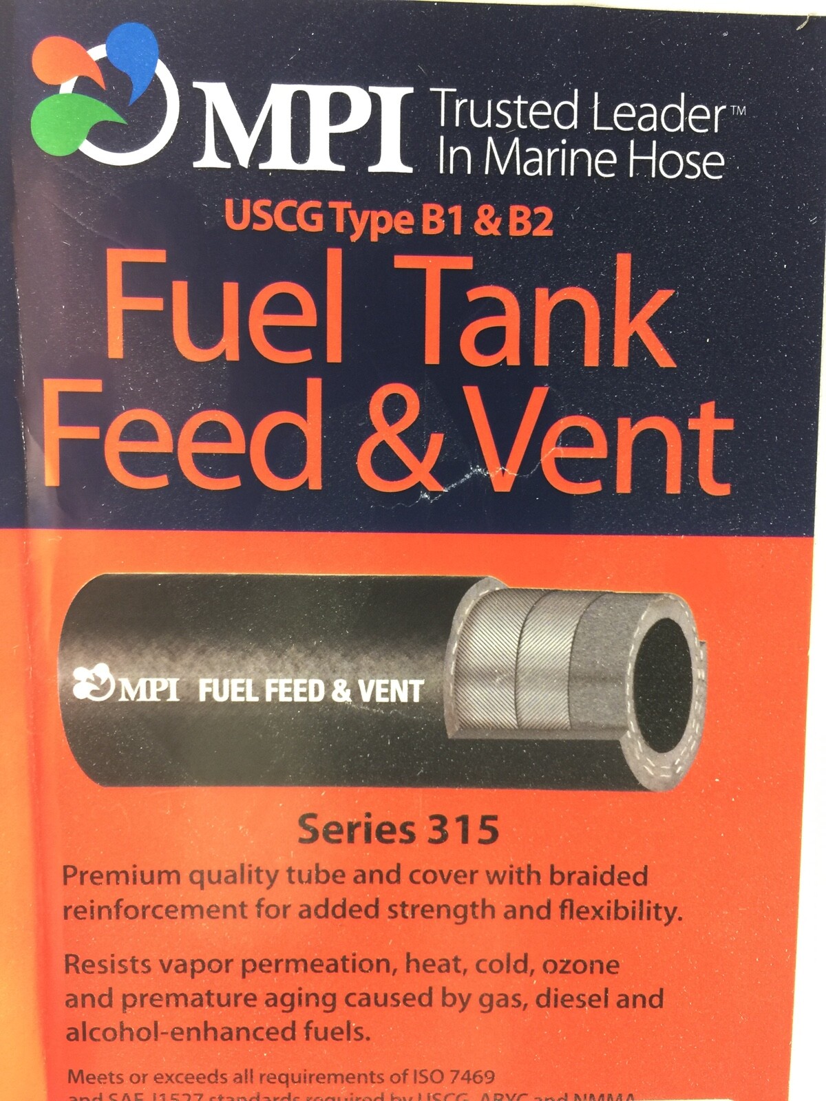 5/16" ID TYPE B1 MARINE FUEL HOSE LINE J1527 PREMIUM USCG 315-0560 SOLD BY FOOT